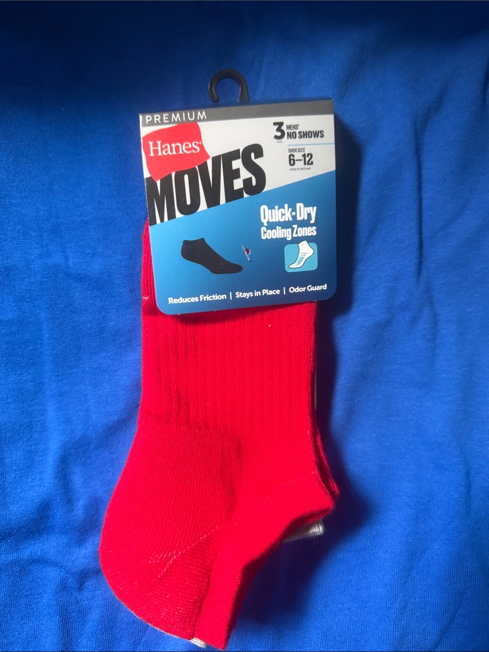 Hanes Moves Men's Quick-Dry No-Show Socks - Red